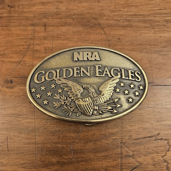 NRA Other - NRA Golden Eagles‎ Brass Belt Buckle Made In USA Bronze Toned American
